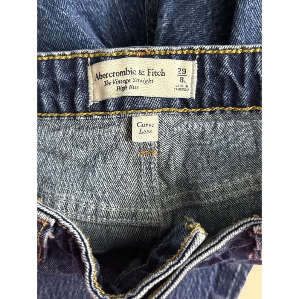 Abercrombie & Fitch The Vintage Straight High Rise Blue Jeans 29/8L Curve Love - Picture 7 of 11
